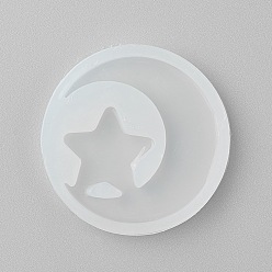 White Food Grade Silicone Molds, Fondant Molds, For DIY Cake Decoration, Chocolate, Candy, UV Resin & Epoxy Resin Jewelry Making, Moon and Star, White, 47x7.5mm