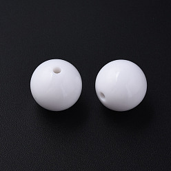 White Opaque Acrylic Beads, Round, White, 20x19mm, Hole: 3mm, about 111pcs/500g