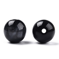 Черный Бусины из cмолы, имитация драгоценных камней, круглые, чёрные, 12 мм, отверстие : 2 мм