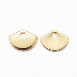 Real 24K Gold Plated 201 Stainless Steel Charms, Fan Charm, Real 24K Gold Plated, 5.5x7.5x1mm, Hole: 1mm