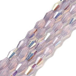 Chardon Cuisson perles de verre peintes brins, imitation opalite, facette, couleur ab , Toupie, chardon, 4x8mm, Trou: 0.9mm, Environ 67 pcs/chapelet, 22.44'' (57 cm)