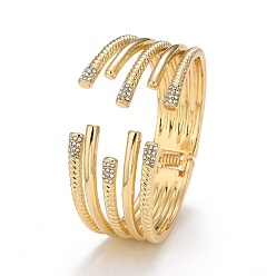 Light Gold Crystal Rhinestone Cuff Bangle, Hinged Wide Open Bangle for Women, Light Gold, Inner Diameter: 1-7/8x2-3/8 inch(4.85x6.05cm)