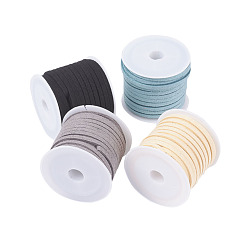 Mixed Color 3mm Faux Suede Cord, Faux Suede Lace, Mixed Color, 3x1.5mm, about 5.46 yards(5m)/roll, 4rolls/set