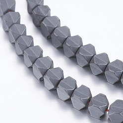 Non-magnetic Hematite Non-magnetic Synthetic Hematite Beads Strands, Frosted, Carambola, 3x3.5x3.5mm, Hole: 1mm, about 121pcs/strand, 15.9 inch(40.5cm)