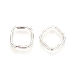 Silver 925 Sterling Silver Bead Frames, with 925 Stamp, Square, Silver, 12.5x12.5x2mm, Hole: 1.2mm, Inner Diameter: 9.5mm