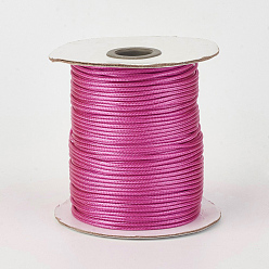 Фуксиновый Экологически чистый корейский вощеный шнур из полиэстера, красно-фиолетовые, 1.5 мм, около 169.51~174.98 ярдов (155~160 м) / рулон