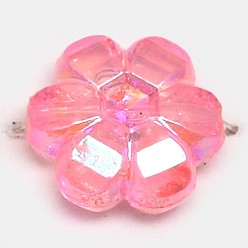 Hot Pink Eco-Friendly Transparent Acrylic Beads, Rice, AB Color, Hot Pink, 6x3mm, Hole: 1mm, about 19500pcs/500g