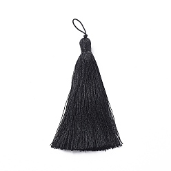 Gris Ardoise Tassel en nylon gros pendentifs, noir, 105x11mm
