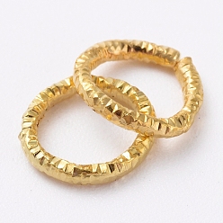 Golden Iron Textured Jump Rings, Open Jump Rings, for Jewelry Making, Golden, 7.5~8.5x1mm, 18 Gauge, Inner Diameter: 5.5mm, 2000pcs/bag