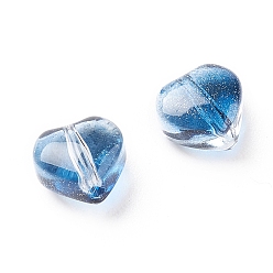 Bleu Acier Perles en verre electroplate, cœur, bleu acier, 5.5x6x3.7mm, Trou: 0.8mm