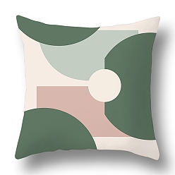 Ronde Housses de coussin en polyester abstraites, série verte, style nordique, géométrie, Housse de coussin, pour canapé canapé-lit, carrée, ronde, 440x440mm