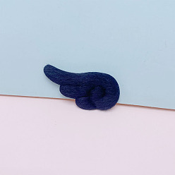 Negro Forma de ala de ángel para coser en accesorios de adorno esponjosos de doble cara, decoración artesanal de costura diy, negro, 48x24 mm