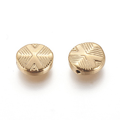 Golden Ion Plating(IP) 304 Stainless Steel Beads, Manual Polishing, Flat Round, Golden, 11x3.6mm, Hole: 1.6mm