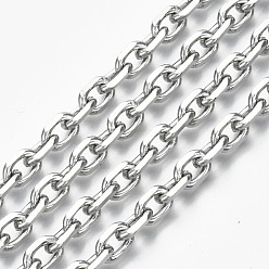 Platine Chaînes de câbles en fer non soudé, chaînes de coupe de diamant, avec bobine, platine, 8.8x6.2x1.7mm, environ 32.8 pieds (10 m)/rouleau