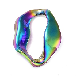 Rainbow Color Placage ionique (ip) 304 anneaux de liaison en acier inoxydable, connecteur ovale irrégulier, couleur arc en ciel, 20.5x14.5x3mm, diamètre intérieur: 16x5 mm