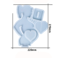 Ghost White Pregnant Woman with Heart Picture Frame Food Grade Silicone Molds, for UV Resin, Epoxy Resin Craft Making, for Mother's Day, Ghost White, 270x220x10mm
