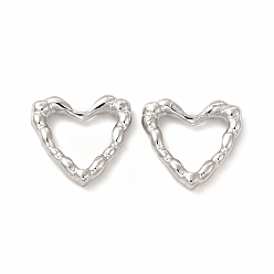 Stainless Steel Color 304 Stainless Steel Linking Rings, Bumpy, Heart, Stainless Steel Color, 14x15x3mm, Inner Diameter: 8x10.5mm