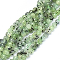 Prehnite Perles naturelles préhnite brins, ronde, 5~6mm, Trou: 0.4mm, Environ 70 pcs/chapelet, 15.5 pouces ~ 16 pouces (39.37~40.64 cm)