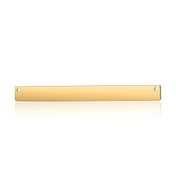 Golden 201 Stainless Steel Links Connectors, Manual Polishing, Rectangle, Golden, 60x6x2mm, Hole: 1mm