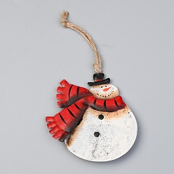 Roja Adornos de hierro de muñeco de nieve de navidad, adornos colgantes del árbol de navidad, para la decoración del hogar de la fiesta de navidad, rojo, 185 mm