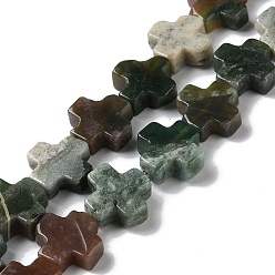 Agate Indienne Naturelles agate indienne brins de perles, croix, 13~13.5x12.5~13.5x4~5mm, Trou: 1mm, Environ 18 pcs/chapelet, 9.21'' (23.4 cm)