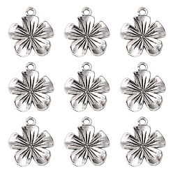 Antique Silver Tibetan Style Pendants, Lead Free and Cadmium Free, Flower/Plum Blossom, Antique Silver, 23x20x4mm, Hole: 2mm, about 470pcs/1000g