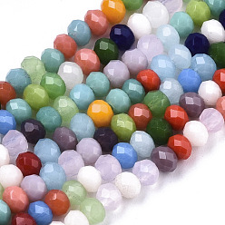 Mixed Color Opaque Glass Beads Strands, Faceted, Rondelle, Mixed Color, 3x2mm, Hole: 0.7mm, about 191pcs/strand, 16.93 inch(43cm)