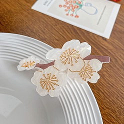 Floral White Flower Cellulose Acetate Large Claw Hair Clips, for Women Girl Thick Hair, Floral White, 40x83mm