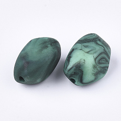 Зеленый Акриловые бусины, Стиль имитация драгоценных камней, самородки, темные голубые, 27x20x18 мм, Отверстие : 2.5 мм , около 95 шт / 500 г