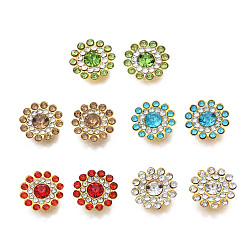 Mixed Color Sew on Rhinestonee, Transparent Glass Rhinestone, with Iron Prong Settings, Faceted, Flower, Mixed Color, 14x4.5mm, Hole: 1.2mm