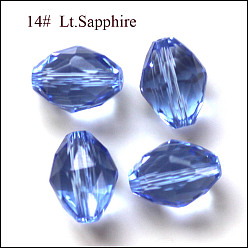 Bleu Ciel Clair Imitations de perles de cristal autrichien, grade de aaa, facette, ovale, lumière bleu ciel, 8x6mm, Trou: 0.7~0.9mm