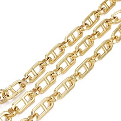 Golden Alloy Link Chains, with Spool, Long-lasting Plated, Lead Free & Cadmium Free, Unwelded, Golden, 24x10.5x3mm, 13.5x12.5x3.5mm, about 32.8 Feet(10m)/roll