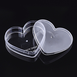 Claro Contenedores de perlas de plástico, corazón, Claro, 67x78.5x21 mm, capacidad: 45 ml (1.52 fl. oz)
