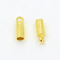 Golden Brass Cord Ends, End Caps, Nickel Free, Golden, 8x2.8mm, Hole: 1.5mm, 2mm inner diameter