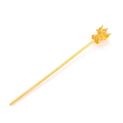 Golden Alloy Hair Stick Findings, Vintage Decorative for Hair Diy Accessory, Flower, Golden, 134x16mm, Tray: 12mm, Pin: 2.5mm
