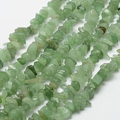 Vert Clair Naturelles aventurine verte brins de perles, puce, vert clair, 3~5x7~13x2~4mm, Trou: 0.4mm, environ 31.5 pouces (80 cm)