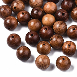 Camel Natural Wood Beads, Waxed Wooden Beads, Undyed, Round, Camel, 8mm, Hole: 1.5mm, about 2000pcs/500g