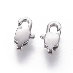 Stainless Steel Color 304 Stainless Steel Lobster Claw Clasps, Stainless Steel Color, 13x6x3mm, Hole: 1.4mm