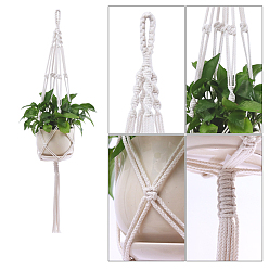 Snow Cotton Macrame Plant Hangers, Boho Style Hanging Planter Baskets, Wall Decorative Flower Pot Holder, Snow, 1050mm