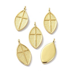 Real 18K Gold Plated Eco-Friendly Brass Pendants, Long-Lasting Plated, Oval with Cross, Real 18K Gold Plated, 21x10.5x2~3.5mm, Hole: 1.5mm