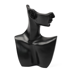 Negro Soporte de joyería de retrato de modelo de cuerpo lateral de resina de alta gama, para el estante de exhibición creativo del organizador de la joyería del soporte de la joyería, negro, 13x7x18 cm