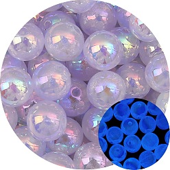 Pourpre Moyen Perle acrylique lumineuse, ronde, support violet, 12mm, 5 pcs /sachet 