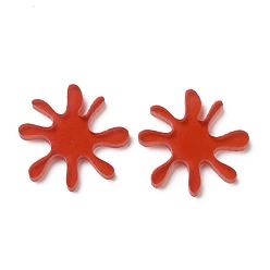 Красный Полупрозрачные акриловые кабошоны, для аксессуаров для серег своими руками, цветок, красные, 20x2 мм