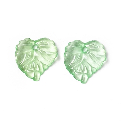 Pale Green Transparent Acrylic Pendants, Leaf, Pale Green, 16x15.5x3mm, Hole: 2mm, 1800pc/500g