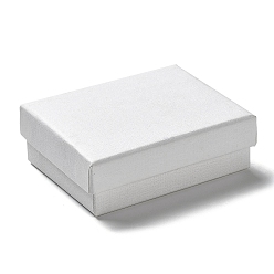 White Cardboard Jewelry Set Boxes, with Sponge Inside, Rectangle, White, 9.15x7.1x3.05cm