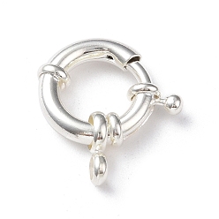 925 Sterling Silver Plated Eco-friendly Brass Spring Ring Clasps, Cadmium Free & Lead Free, Long-Lasting Plated, 925 Sterling Silver Plated, 17x17x2~5mm, Hole: 2mm