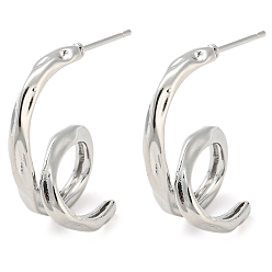 Platinum Brass Spiral Stud Earrings, Platinum, 25x9mm