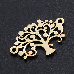 Golden 201 Stainless Steel Links connectors, Tree, Golden, 14x20x1mm, Hole: 1.5mm