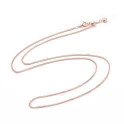 Rose Gold 925 Sterling Silver Wheat Chains Necklace for Women, Rose Gold, 19.69 inch(50cm)