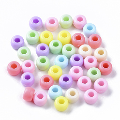 Mixed Color Opaque Polystyrene(PS) Plastic Beads, Column, Mixed Color, 8.5x6mm, Hole: 3.5mm, about 2000pcs/500g